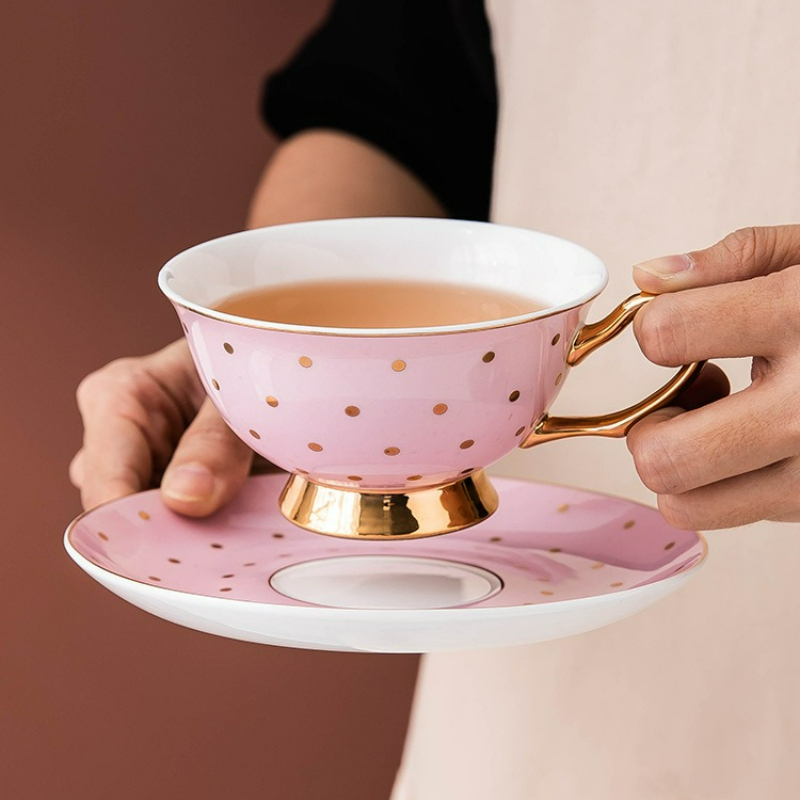 Coffee Tea Sugar Set - Canecas de Café Cerâmicas Rosa com