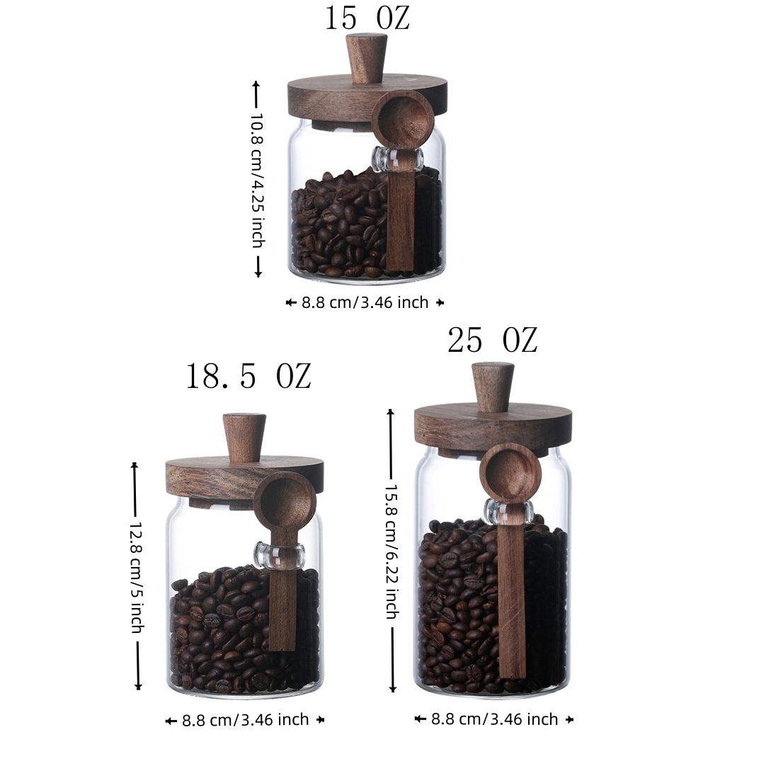 Coffee And Tea Glass - Conjunto de 3 Potes de Armazenamento