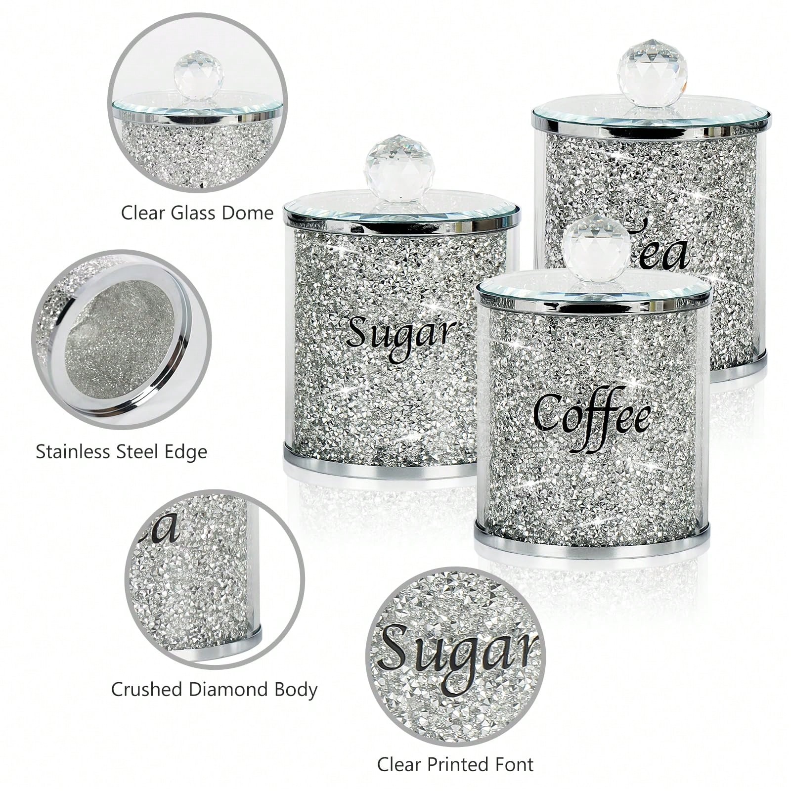 Coffee Tea Sugar Set - Conjunto de Potes para Café, Açúcar