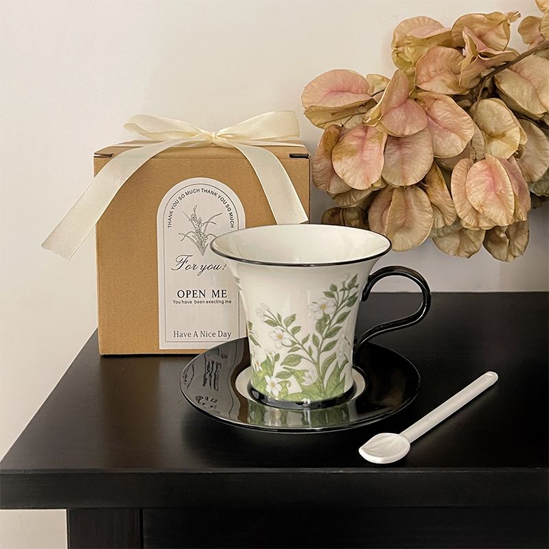 Coffee Jasmine Tea - Caneca americana retrô jasmim delicada mão