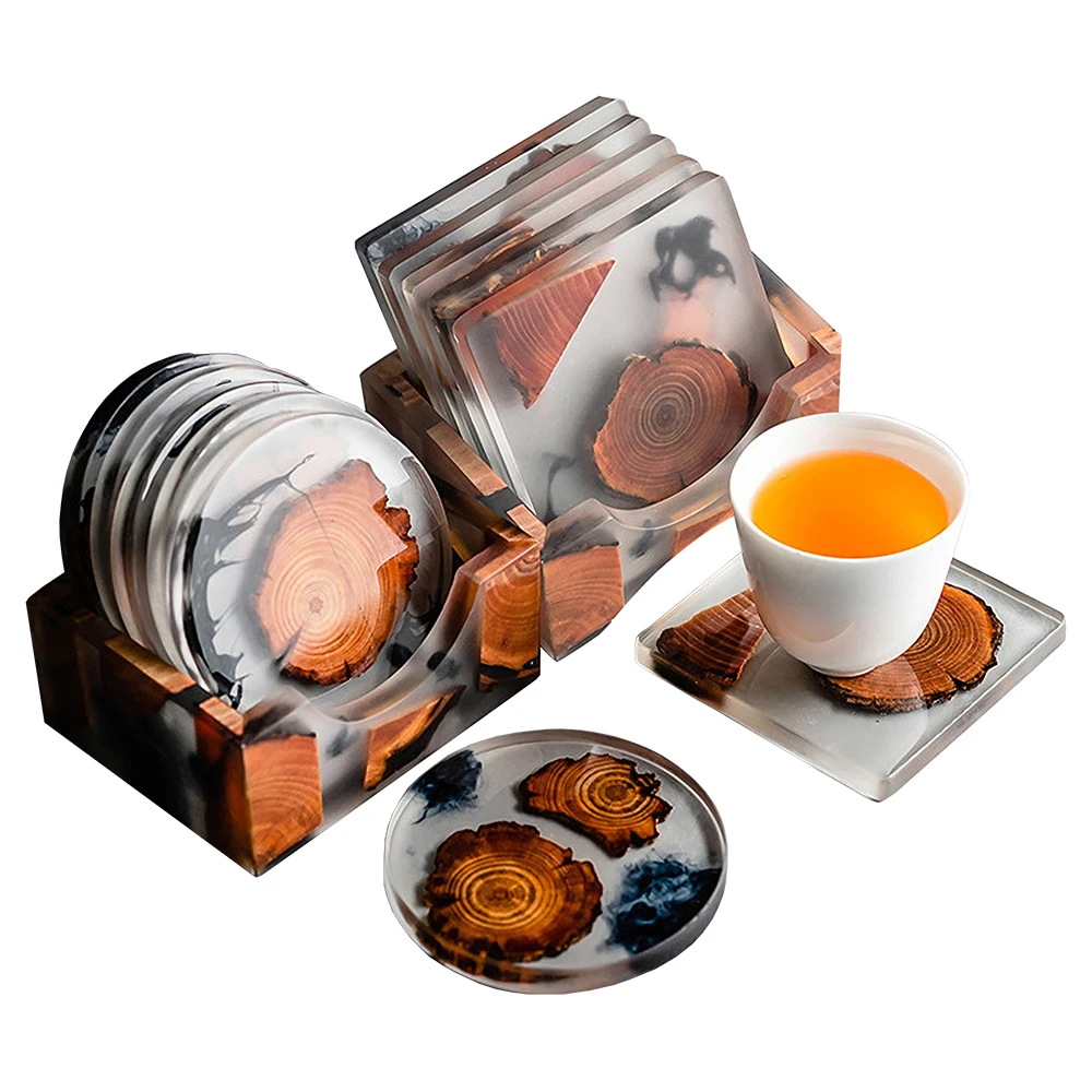 Coffee Tea Sugar Set - 6 pçs/set resina pinheiro coasters resistente
